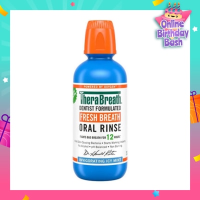 THERABREATH Dentist Formulated Fresh Breath Oral Rinse Invigorating Icy Mint (Alcohol-Free) 473ml