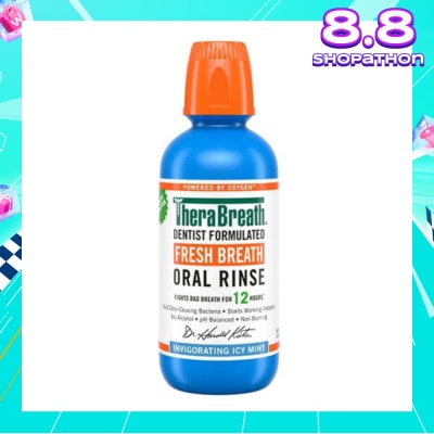 THERABREATH Dentist Formulated Fresh Breath Oral Rinse Invigorating Icy Mint (Alcohol-Free) 473ml