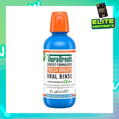 THERABREATH Dentist Formulated Fresh Breath Oral Rinse Invigorating Icy Mint (Alcohol-Free) 473ml