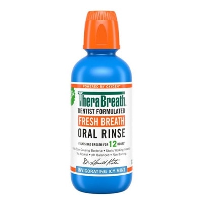 THERABREATH Dentist Formulated Fresh Breath Oral Rinse Invigorating Icy Mint (Alcohol-Free) 473ml