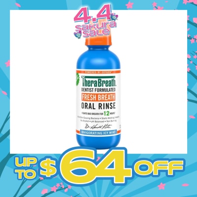 THERABREATH - Dentist Formulated Fresh Breath Oral Rinse Invigorating Icy Mint (Alcohol-Free) 473ml