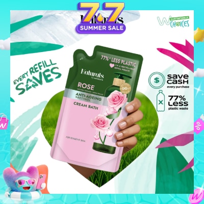 NATURALS BY WATSONS - Rose + Retinol Anti-Ageing Cream Bath Refill Pack 450ml
