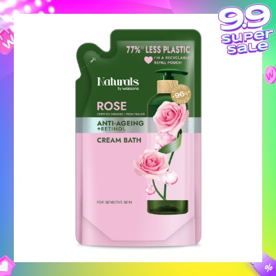 NATURALS BY WATSONS Rose + Retinol Anti-Ageing Cream Bath Refill Pack 450ml
