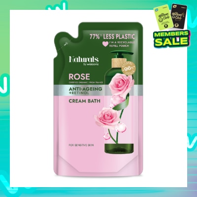 NATURALS BY WATSONS Rose + Retinol Anti-Ageing Cream Bath Refill Pack 450ml