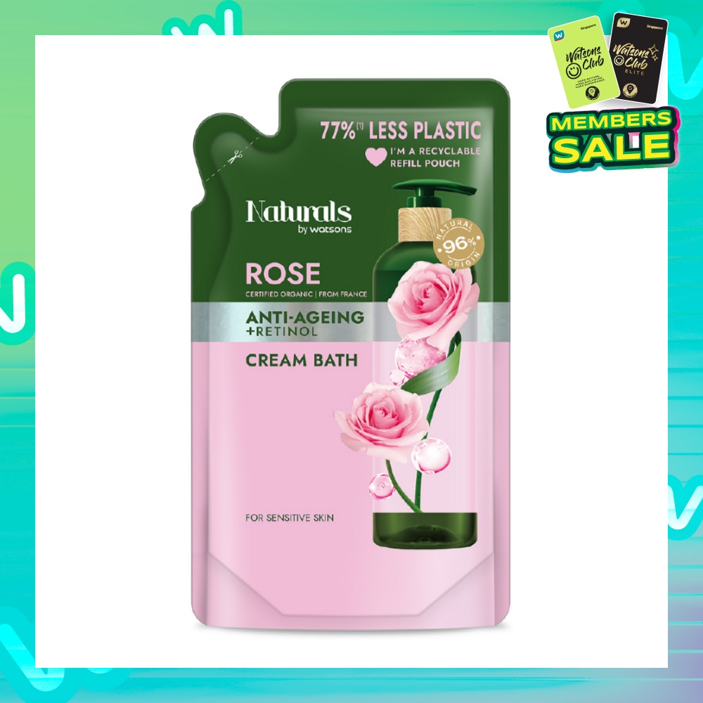 Rose + Retinol Anti-Ageing Cream Bath Refill Pack 450ml