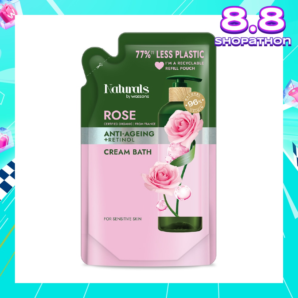 Rose + Retinol Anti-Ageing Cream Bath Refill Pack 450ml