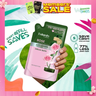 NATURALS BY WATSONS Rose + Retinol Anti-Ageing Cream Bath Refill Pack 450ml