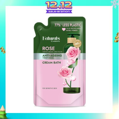 NATURALS BY WATSONS Rose + Retinol Anti-Ageing Cream Bath Refill Pack 450ml