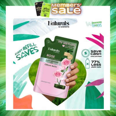 NATURALS BY WATSONS - Rose + Retinol Anti-Ageing Cream Bath Refill Pack 450ml