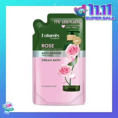 NATURALS BY WATSONS Rose + Retinol Anti-Ageing Cream Bath Refill Pack 450ml