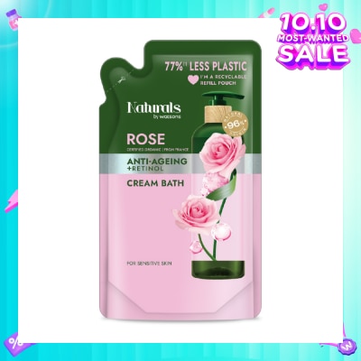 NATURALS BY WATSONS Rose + Retinol Anti-Ageing Cream Bath Refill Pack 450ml