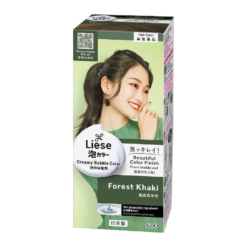 Liese Creamy Bubble Color Forest Khaki 108ml - DIY Foam Hair Color with Salon Inspired Colors  (includes treatment pack)