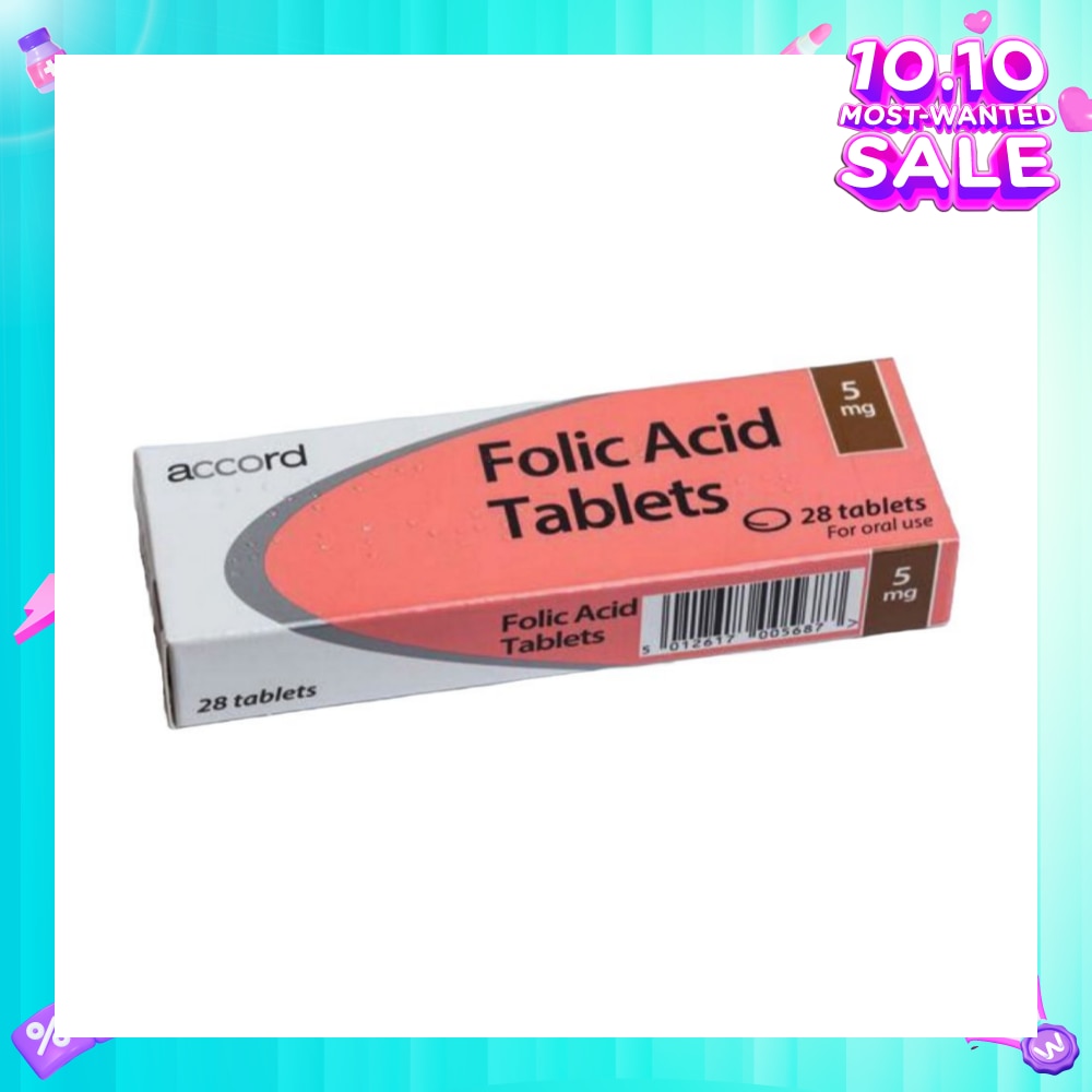 Folic Acid 5mg Tablet (To Support The Formation Of Red Blood Cells & Helps Improve Low Folate Levels) 28s