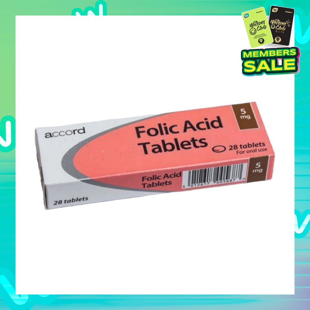 Folic Acid 5mg Tablet (To Support The Formation Of Red Blood Cells & Helps Improve Low Folate Levels) 28s