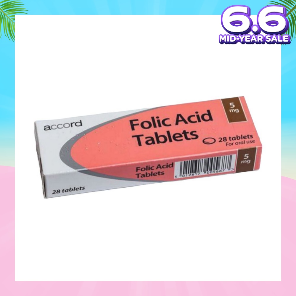 Folic Acid 5mg Tablet (To Support The Formation Of Red Blood Cells & Helps Improve Low Folate Levels) 28s