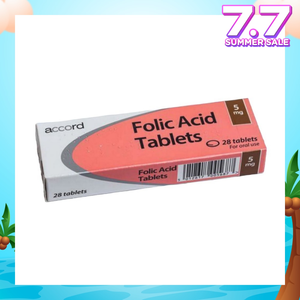 Folic Acid 5mg Tablet (To Support The Formation Of Red Blood Cells & Helps Improve Low Folate Levels) 28s