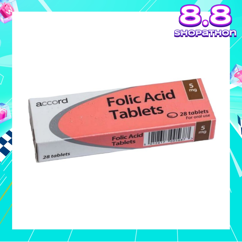 Folic Acid 5mg Tablet (To Support The Formation Of Red Blood Cells & Helps Improve Low Folate Levels) 28s