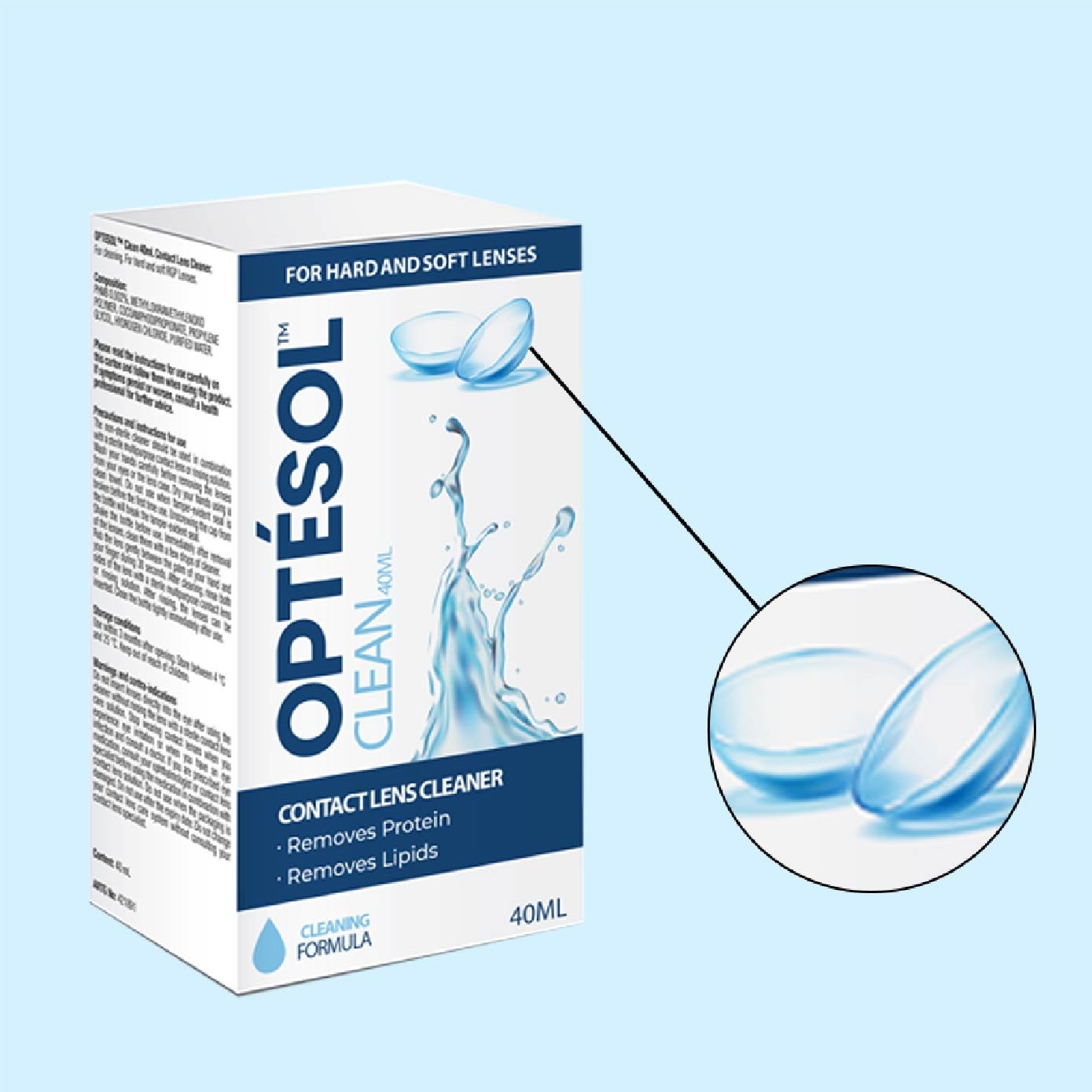 Clean Contact Lens Cleaner For Hard & Soft Lenses (To Remove Protein & Lipids) 40ml