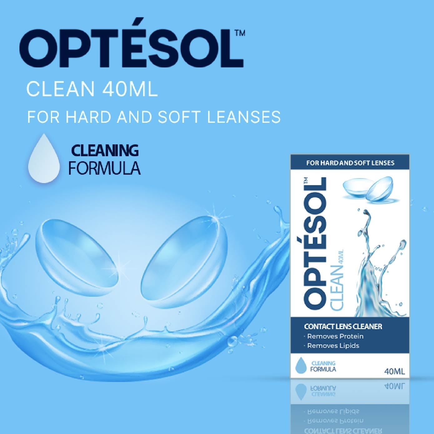 Clean Contact Lens Cleaner For Hard & Soft Lenses (To Remove Protein & Lipids) 40ml