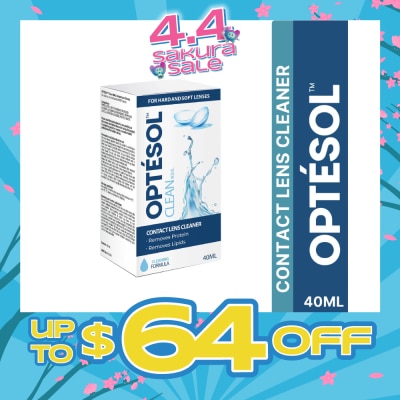 OPTESOL - Clean Contact Lens Cleaner For Hard & Soft Lenses (To Remove Protein & Lipids) 40ml