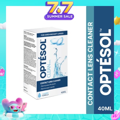 OPTESOL - Clean Contact Lens Cleaner For Hard & Soft Lenses (To Remove Protein & Lipids) 40ml