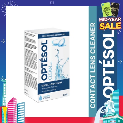 OPTESOL Clean Contact Lens Cleaner For Hard & Soft Lenses (To Remove Protein & Lipids) 40ml