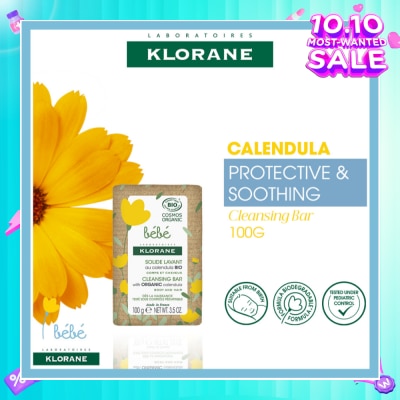 KLORANE Bebe Protective & Soothing Calendula Cleansing Bar (For Body & Hair, Suitable For Baby From Birth) 100g
