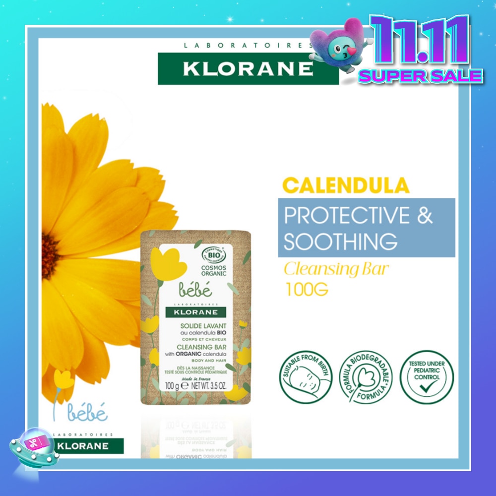 Bebe Protective & Soothing Calendula Cleansing Bar (For Body & Hair, Suitable For Baby From Birth) 100g