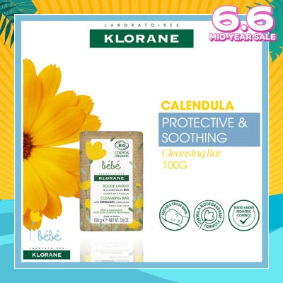 KLORANE Bebe Protective & Soothing Calendula Cleansing Bar (For Body & Hair, Suitable For Baby From Birth) 100g