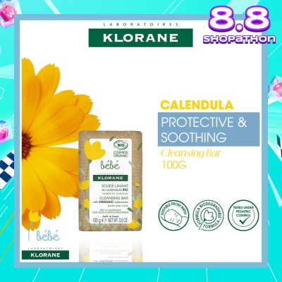 KLORANE Bebe Protective & Soothing Calendula Cleansing Bar (For Body & Hair, Suitable For Baby From Birth) 100g