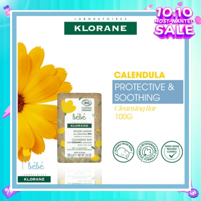 KLORANE Bebe Protective & Soothing Calendula Cleansing Bar (For Body & Hair, Suitable For Baby From Birth) 100g