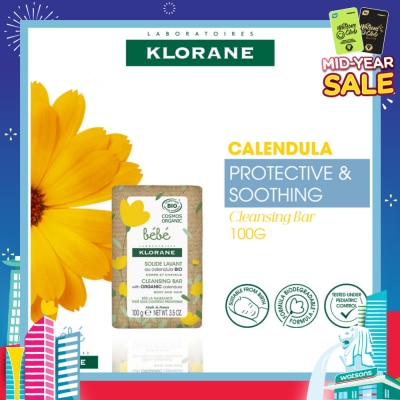 KLORANE Bebe Protective & Soothing Calendula Cleansing Bar (For Body & Hair, Suitable For Baby From Birth) 100g