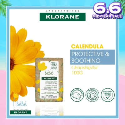 KLORANE Bebe Protective & Soothing Calendula Cleansing Bar (For Body & Hair, Suitable For Baby From Birth) 100g