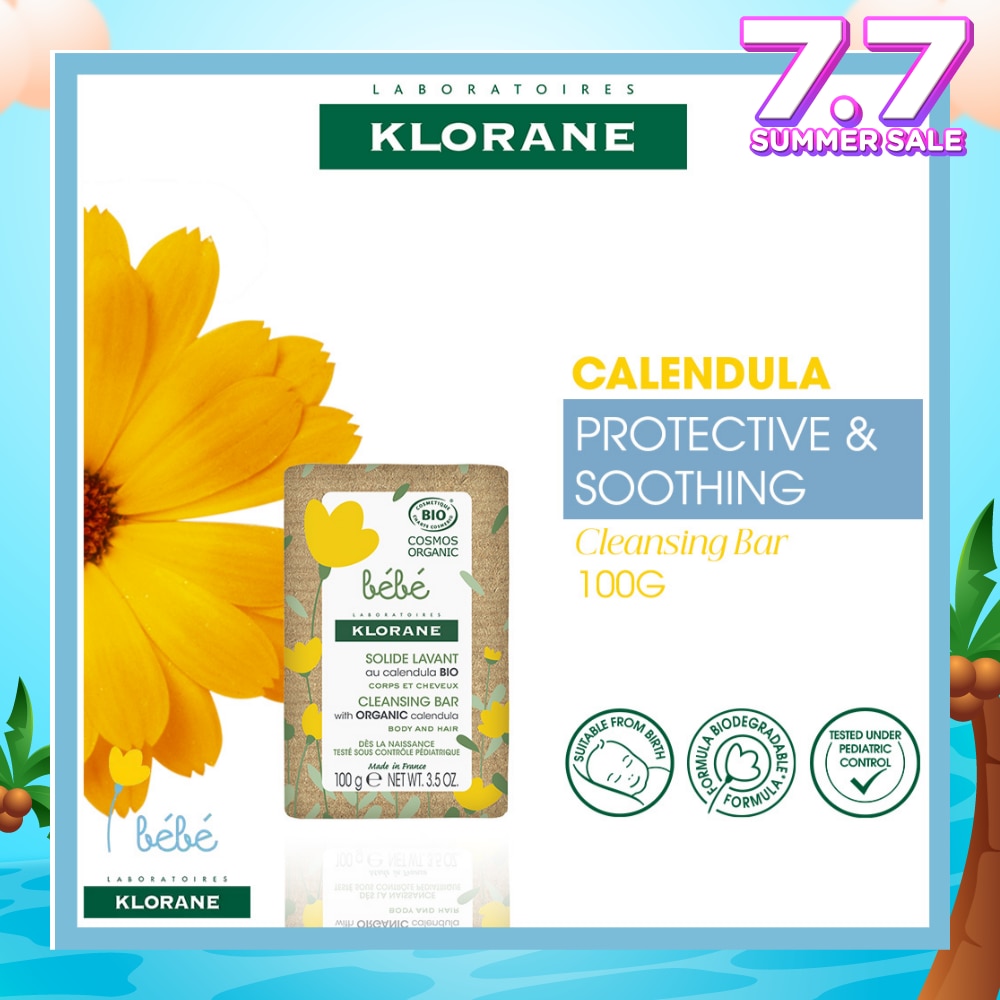 Bebe Protective & Soothing Calendula Cleansing Bar (For Body & Hair, Suitable For Baby From Birth) 100g
