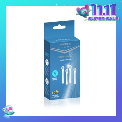 WATSONS Battery Operated Toothbrush Replacement Head (Soft Dupont Bristles) 4s