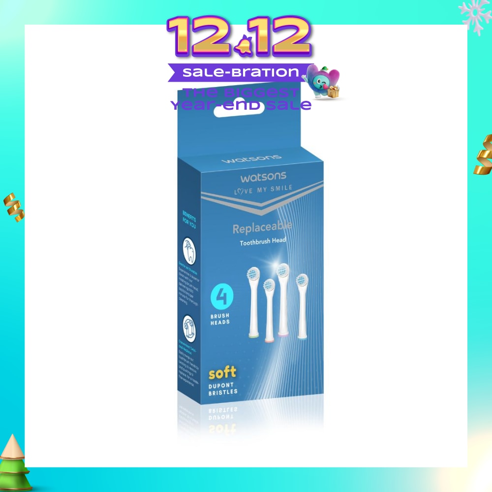Battery Operated Toothbrush Replacement Head (Soft Dupont Bristles) 4s