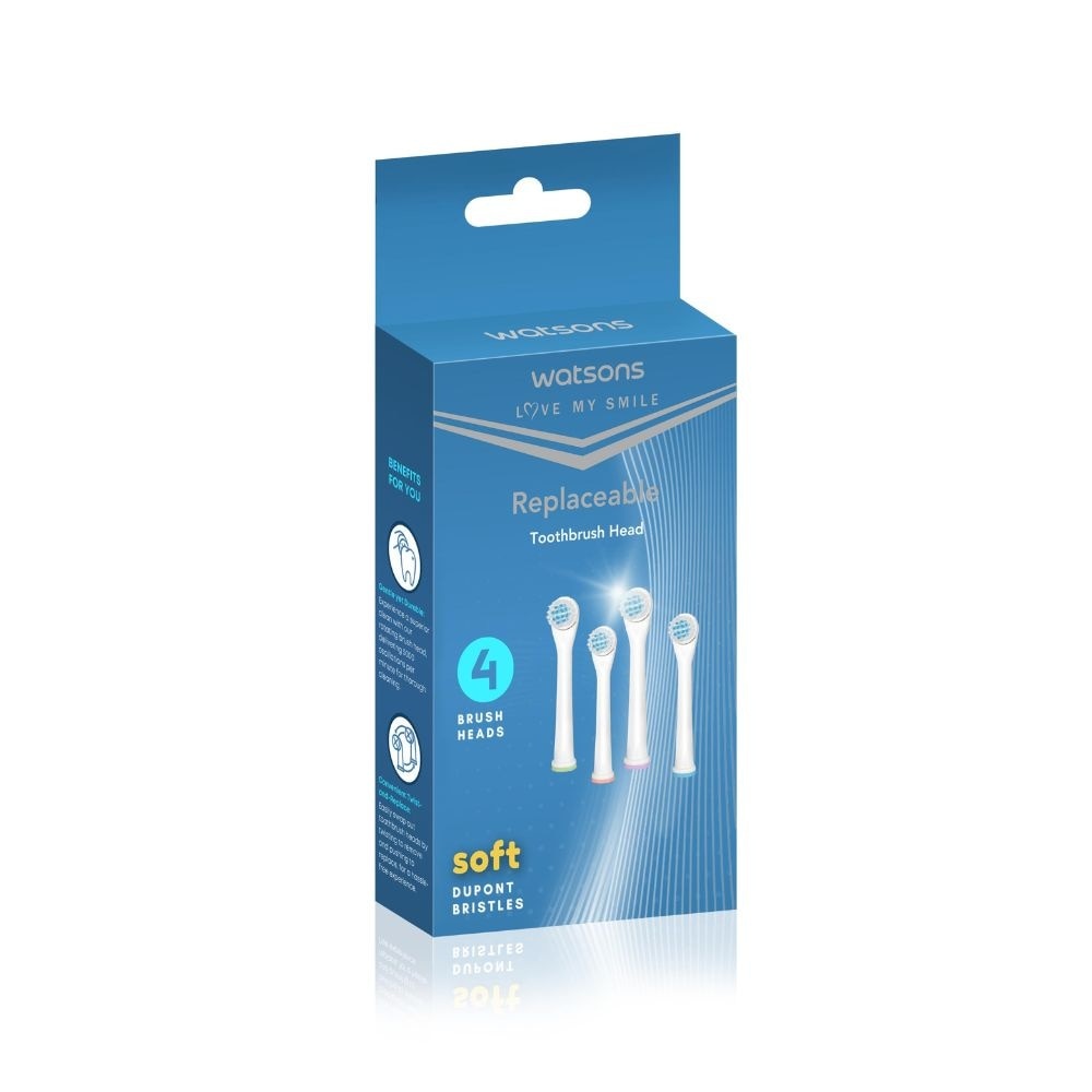 Battery Operated Toothbrush Replacement Head (Soft Dupont Bristles) 4s