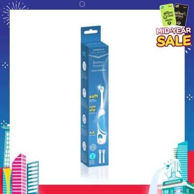 WATSONS Battery Powered Electric Toothbrush (Soft Dupont Bristles) 1s & Replacement Head 2s