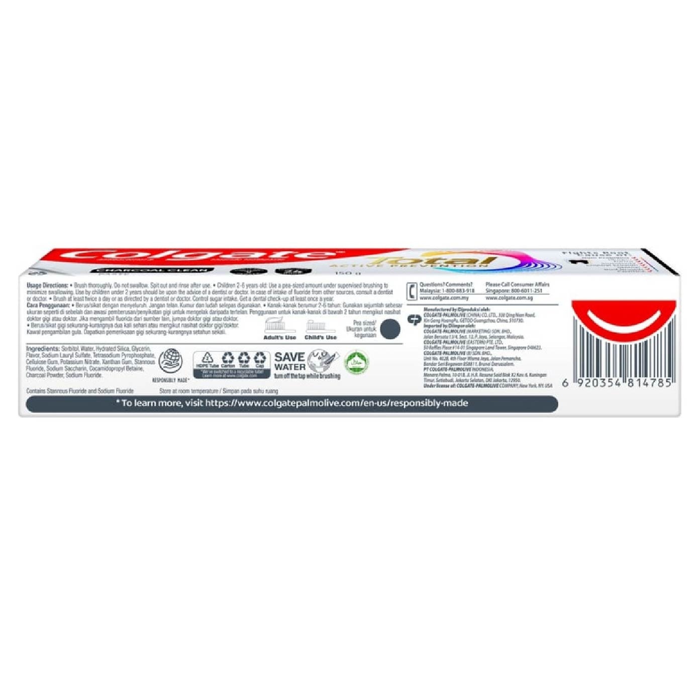 Total Active Prevention Toothpaste Charcoal Clean 150g