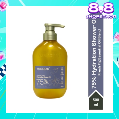 YUKAZAN 75% Hydration Fresh Fig Shower Oil (To Provide Deep Moisturization, Leaving Skin Feeling Soft & Nourished) 500ml