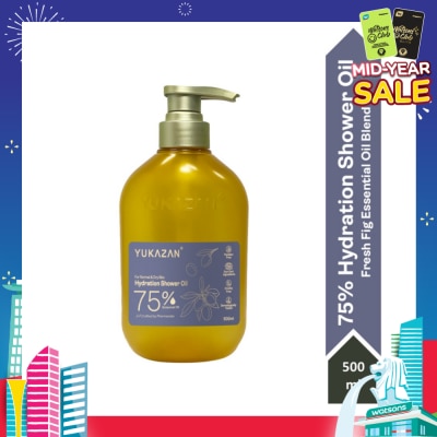 YUKAZAN 75% Hydration Fresh Fig Shower Oil (To Provide Deep Moisturization, Leaving Skin Feeling Soft & Nourished) 500ml