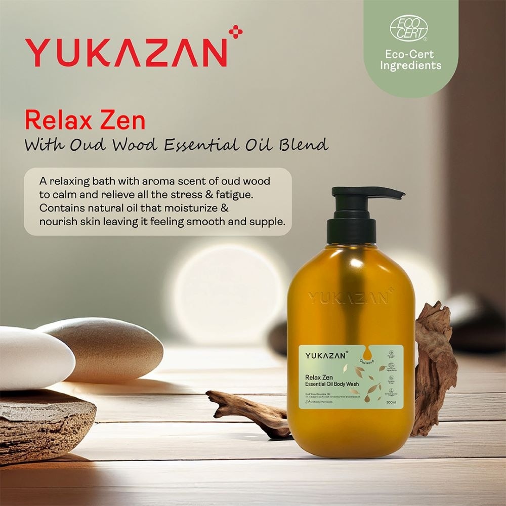 Relax Zen Essential Oil Oud Wood Body Wash (For Stress Relief & Relaxation) 500ml