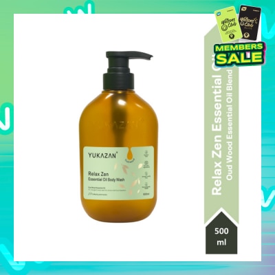 YUKAZAN Relax Zen Essential Oil Oud Wood Body Wash (For Stress Relief & Relaxation) 500ml