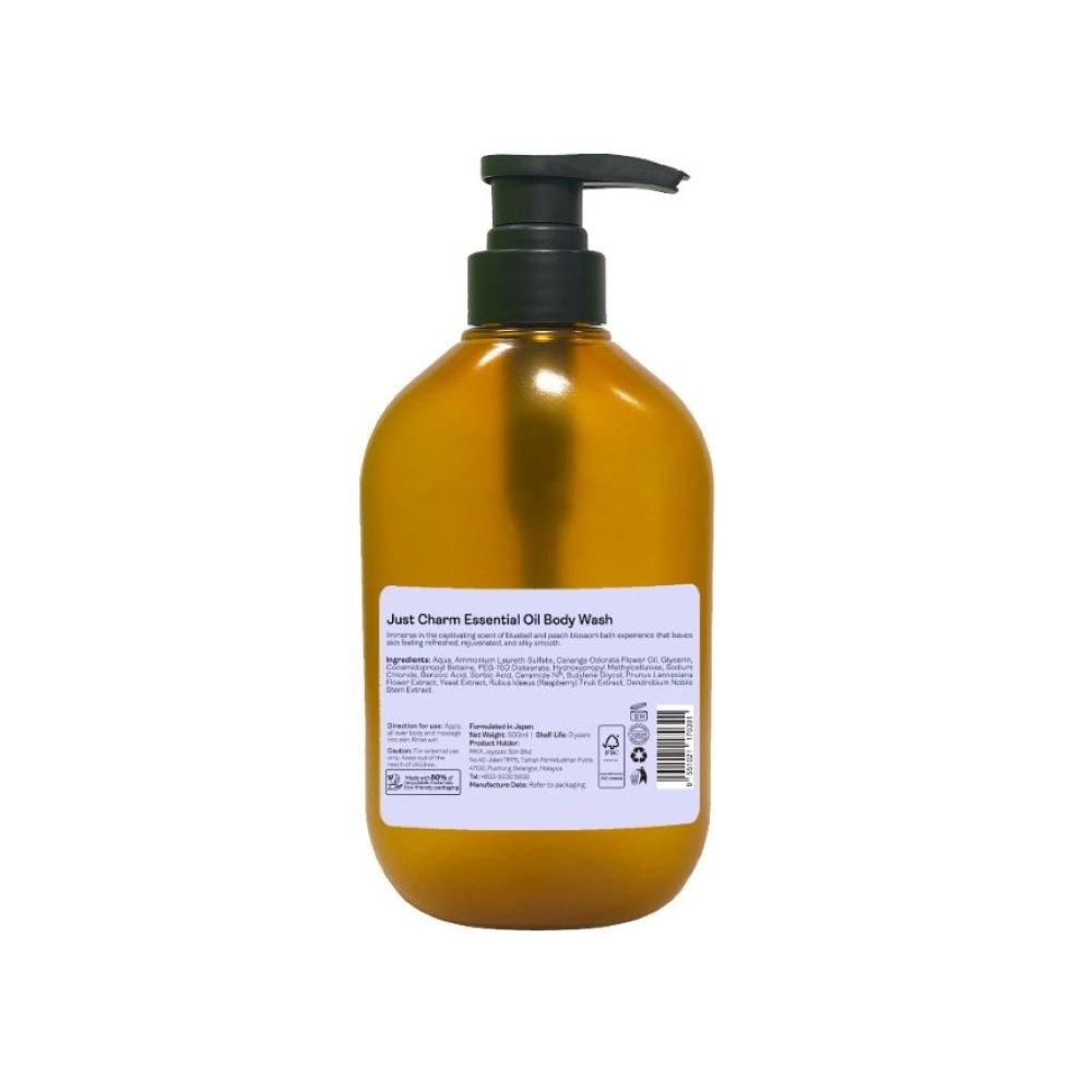 Just Charm Essential Oil Bluebell Body Wash (To Feeling Refreshed, Rejuvenated & Silky Smooth Skin) 500ml