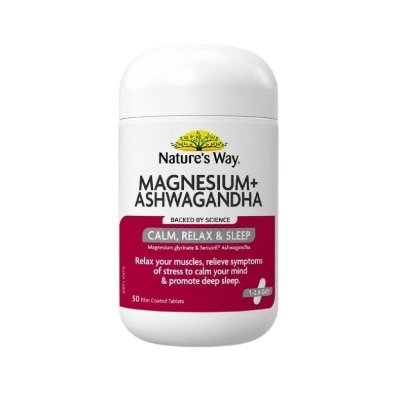 NATURES WAY - Magnesium + Ashwagandha Tablet for Calm, Relax & Sleep 50s image