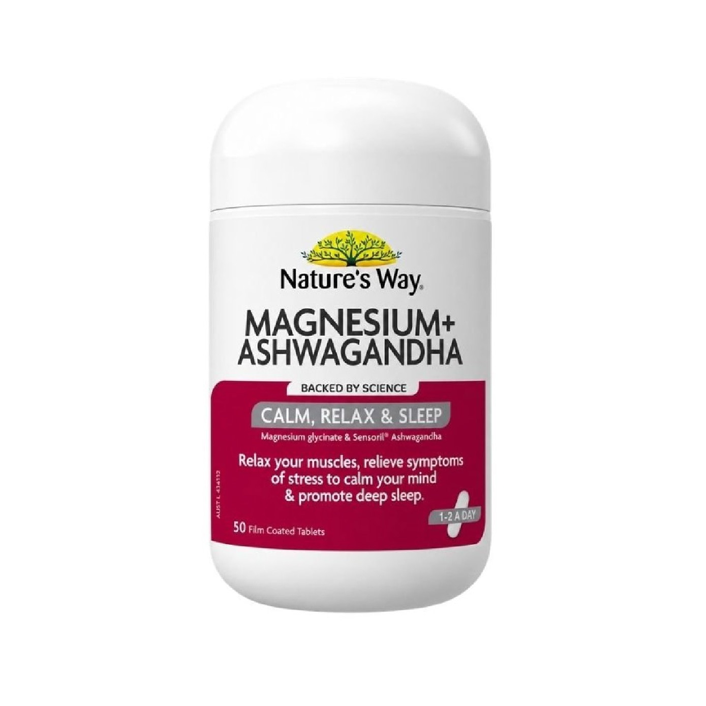 Magnesium + Ashwagandha Tablet for Calm, Relax & Sleep 50s image