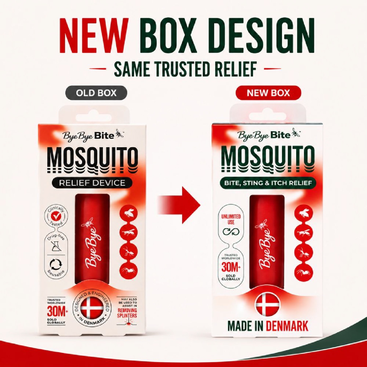 Reusable Drug-Free Insect Bite & Sting Relief Device Red 1s image