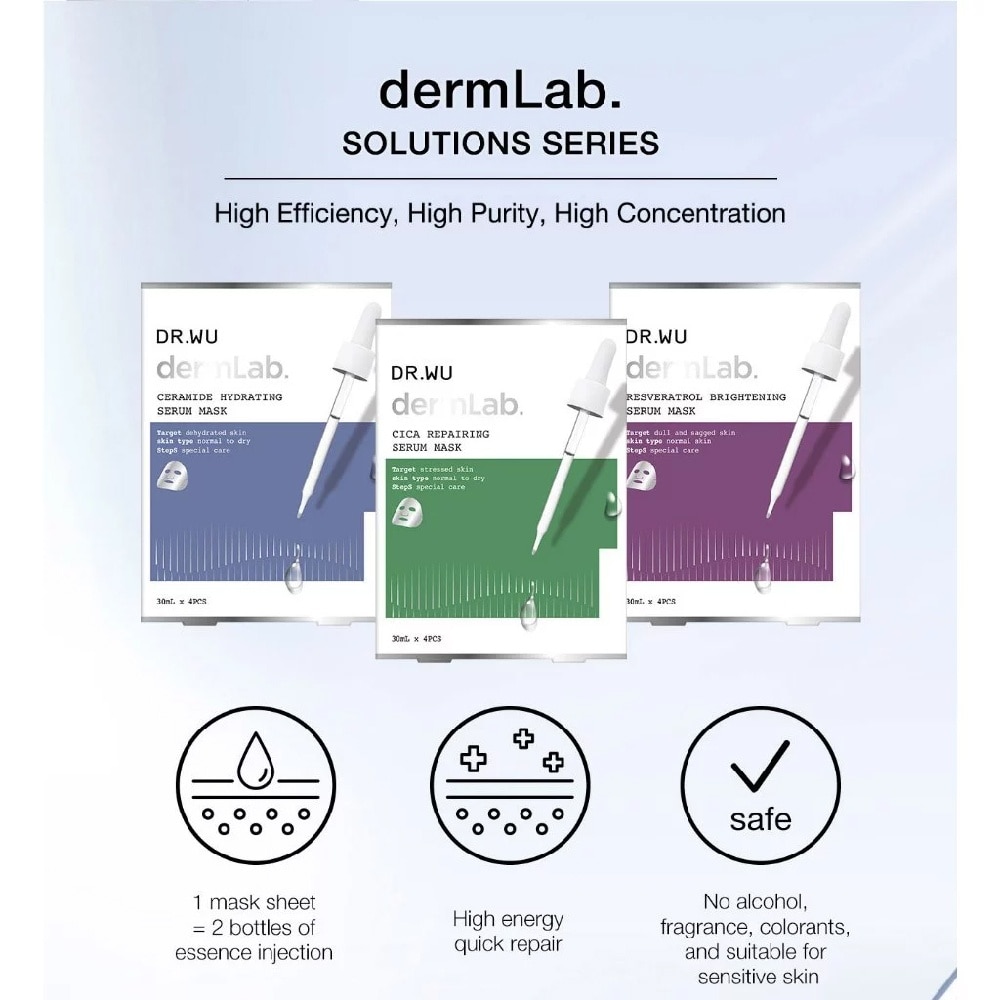 DermLab Resveratrol Brightening Serum Sheet Mask (Suitable For Dull & Sagged Skin) 1s