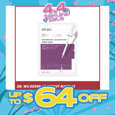 DR. WU - DermLab Resveratrol Brightening Serum Sheet Mask (Suitable For Dull & Sagged Skin) 1s (Expiry: Dec`2026)