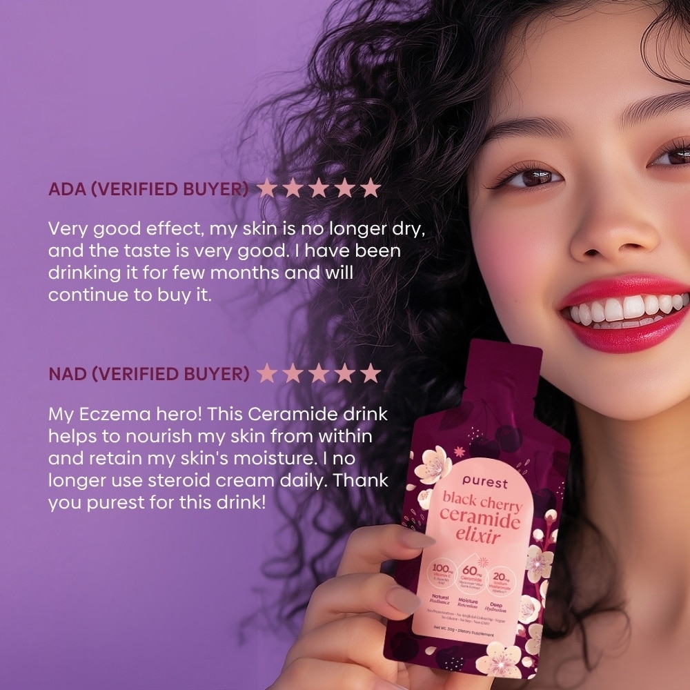 Black Cherry Ceramide Elixir Dietary Supplement Sachet (For Skin Hydration, Skin Elasticity & Healthy Skin Barrier) 15s